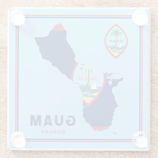 Guam Flag Map & Siegel Glasuntersetzer (Rückseite)