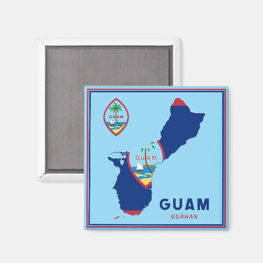 Guam Flag Map & Siegel Magnet (Vorderseite/Rückseite)