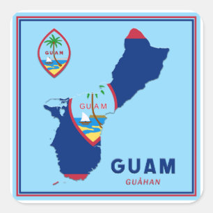 Guam Flag Map & Siegel Quadratischer Aufkleber