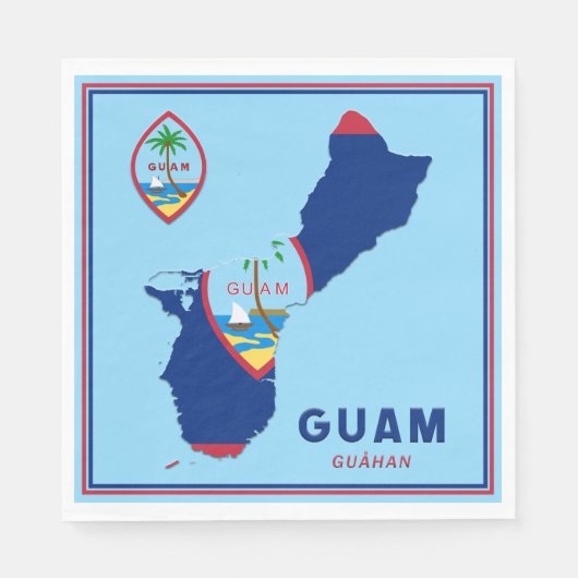 Guam Flag Map & Siegel Serviette (Vorderseite)