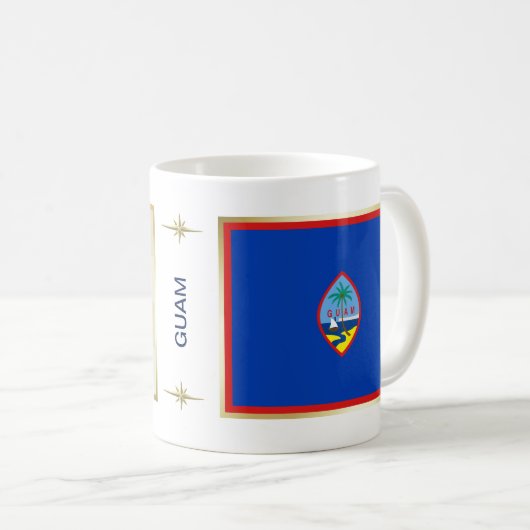Guam Flag + Map-Tasse Kaffeetasse (VorderseiteRechts)