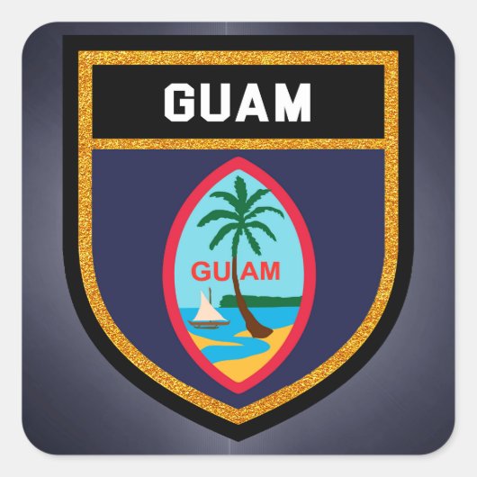 Guam Flag Quadratischer Aufkleber (Vorderseite)