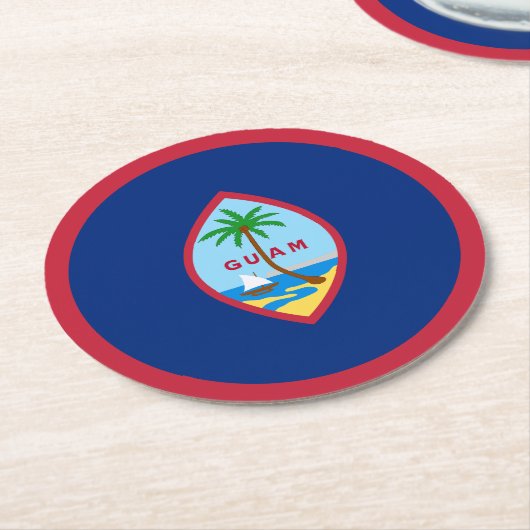 Guam Flag Runder Pappuntersetzer (Angewinkelt)