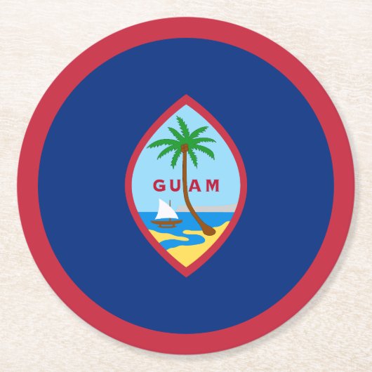 Guam Flag Runder Pappuntersetzer (Vorderseite)