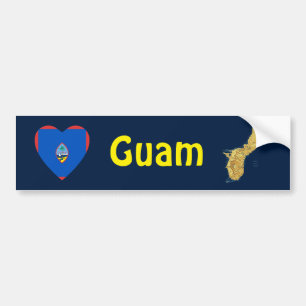 Guam-Flagge Herz + Karte Autoaufkleber
