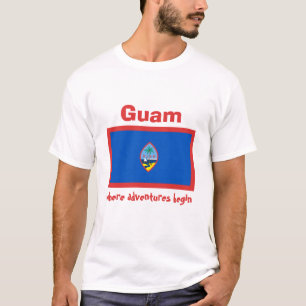 Guam-Flagge + Karte + Text-T - Shirt