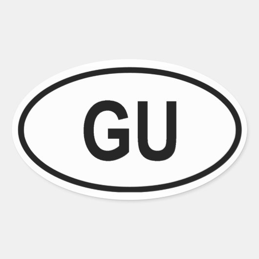 Guam "GU" Ovaler Aufkleber (Vorderseite)