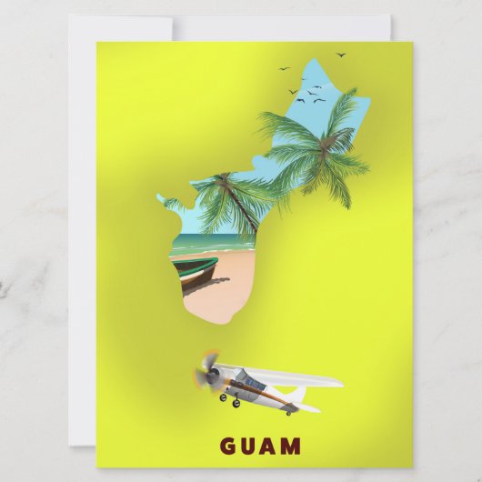 Guam illustrierte Karte Reiseplakat (Vorderseite)