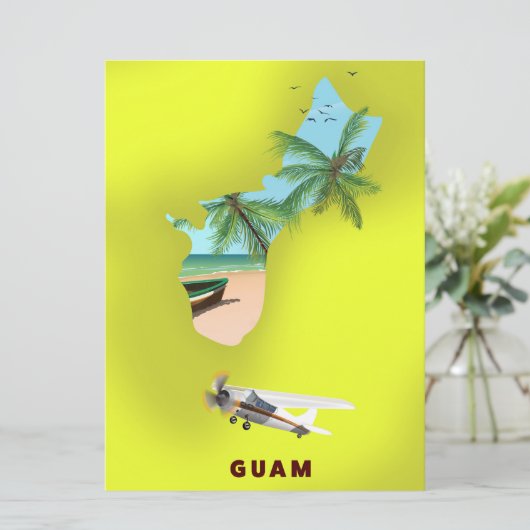 Guam illustrierte Karte Reiseplakat (Stehend Vorderseite)