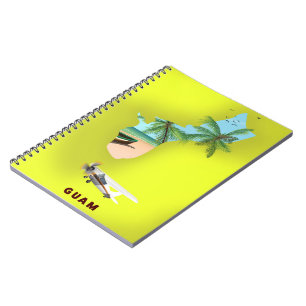 Guam illustrierte Karte Reiseplakat Notizblock