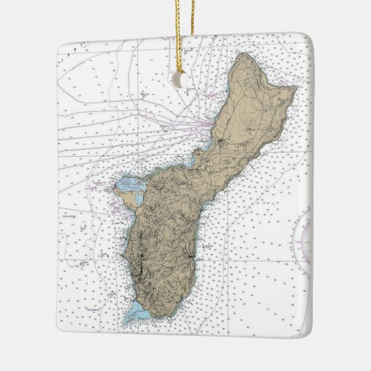 Guam Island Nautical Chart Keramikornament (Links)