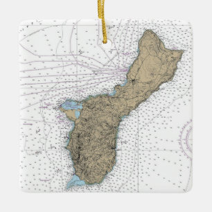 Guam Island Nautical Chart Keramikornament