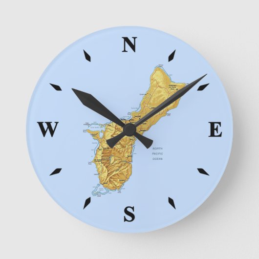Guam Map Clock Runde Wanduhr (Vorderseite)