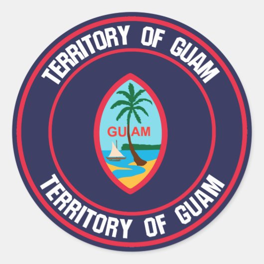 Guam Round Emblem Runder Aufkleber (Vorderseite)