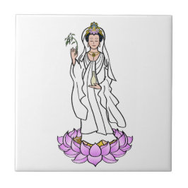 Guan Yin Bodhisattva auf Lotus Fliese