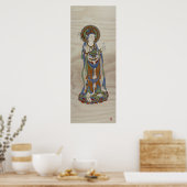 Guan Yin Buddha Doug Fir Hintergrund Art Print Poster (Küche)