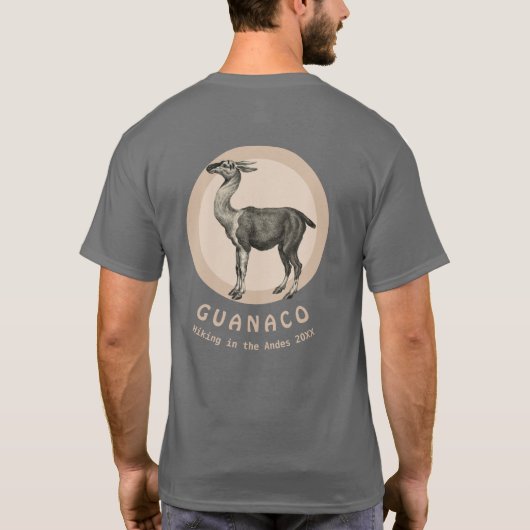 Guanaco Llama Wandern in den Anden Custom T-Shirt (Rückseite)