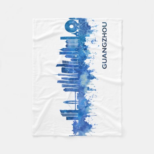 Guangzhou China Skyline Blue Fleecedecke (Vorderseite)