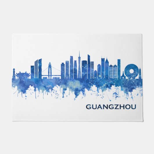 Guangzhou China Skyline Blue Fußmatte (Vorderseite)