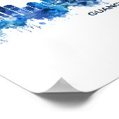 Guangzhou China Skyline Blue Poster (Ecke)