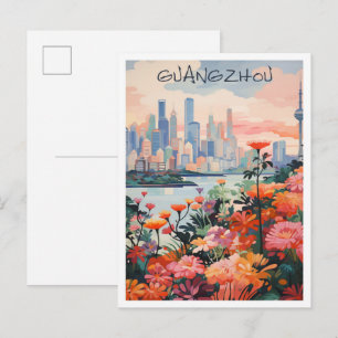 Guangzhou China Vintage Reisekunst  Postkarte