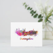 Guangzhou skyline im Watercolor Postkarte (Stehend Vorderseite)