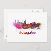 Guangzhou skyline im Watercolor Postkarte (Vorne/Hinten)