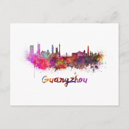 Guangzhou skyline im Watercolor Postkarte (Vorderseite)