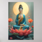Guanyin Meditation auf einem strahlenden Lotus Poster (Vorne)
