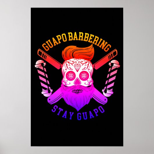 Guapo Barbering Black Gloss Poster W/ Rainbow (Vorne)