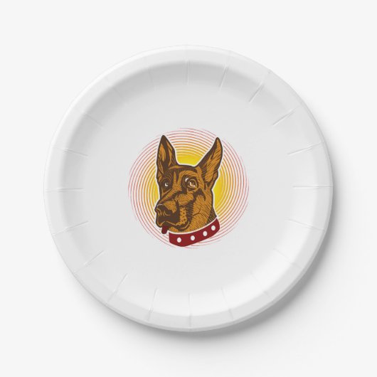 Guard Dog Belgisch Malinois Shepherd Pappteller (Vorderseite)