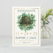 Guardar la fecha verde y save the date (Stehend Vorderseite)