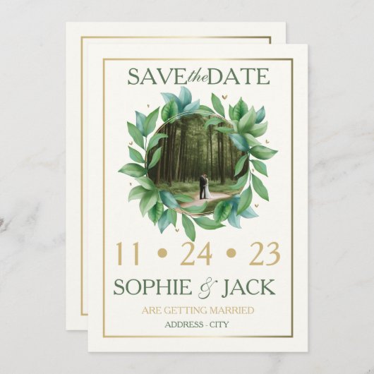 Guardar la fecha verde y save the date (Vorne/Hinten)