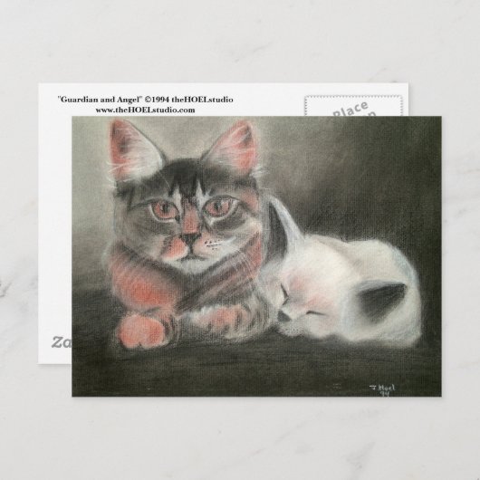 Guardian and Angel PostcardEin Portrait zeichnend Postkarte (Vorne/Hinten)