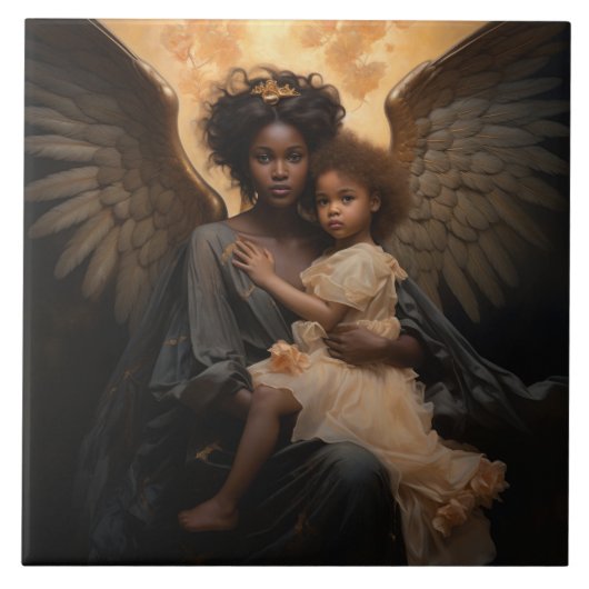 Guardian Angel African Angel Fliese (Vorderseite)
