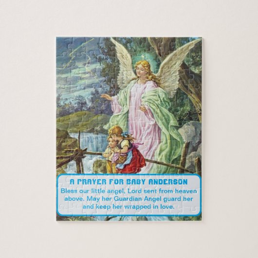 Guardian Angel Baby Boy Keepake Puzzle (Vertikal)