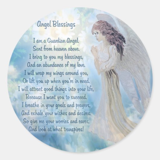 Guardian Angel Blessings Runder Aufkleber (Vorderseite)