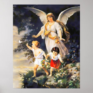 Guardian Angel by Cliff von Bernhard Plockhorst Poster