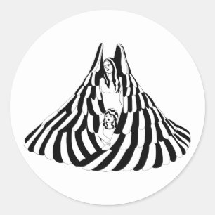 Guardian Angel Frau mit kleiner Mädchen Art Runder Aufkleber