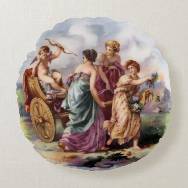 Guardian Angel führt den Weg Rundes Kissen (Vorderseite)