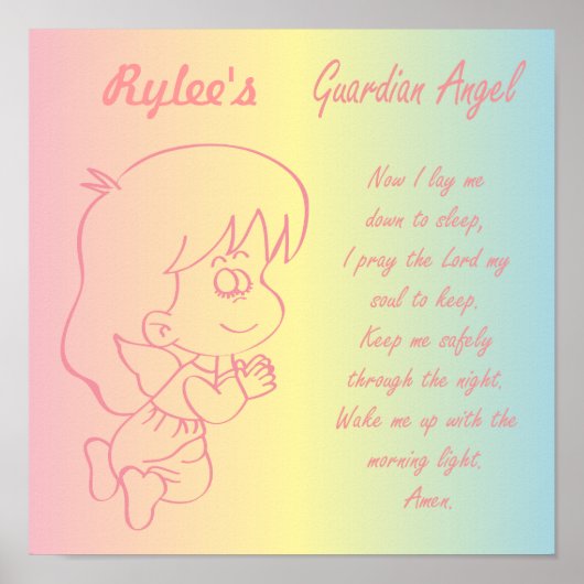 Guardian Angel Girl Abend Gebet Poster (Vorne)