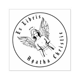 Guardian Angel Girl Black and White Personalisiert Gummistempel