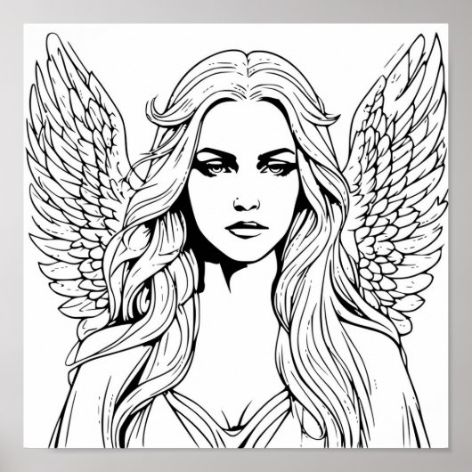 Guardian Angel Girl Black and White Poster (Vorne)