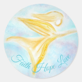 Guardian Angel in Flight – Faith Hope Love Blue Runder Aufkleber