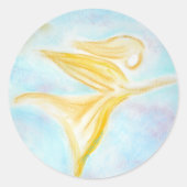 Guardian Angel in Flight – Golden Turquoise Sky Runder Aufkleber (Vorderseite)
