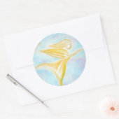 Guardian Angel in Flight – Golden Turquoise Sky Runder Aufkleber (Umschlag)