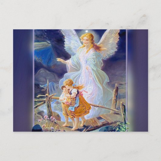 Guardian Angel, Kinder und Brücke Postkarte (Vorderseite)