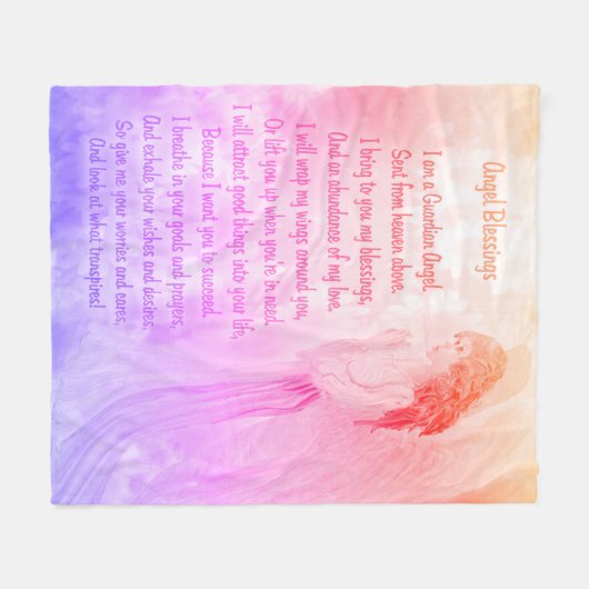Guardian Angel mit Gedicht in Rosa Fleecedecke (Vorderseite (Horizontal))