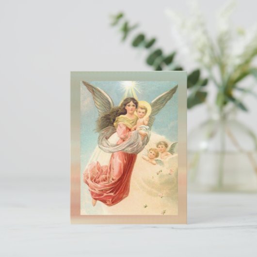 Guardian Angel mit Kindern Postkarte (Stehend Vorderseite)