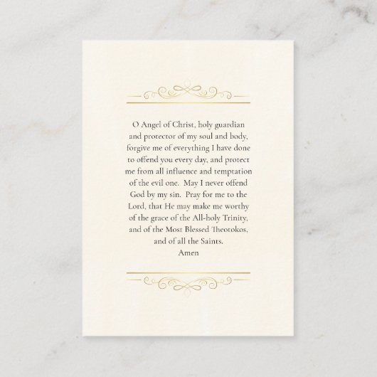 Guardian Angel Orthodox Christliches Gebet Platzkarte (Rückseite)